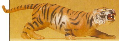 Preiser 47512 1/25 Scale Wild Animal Figures Tiger Charging w/Teeth Bared