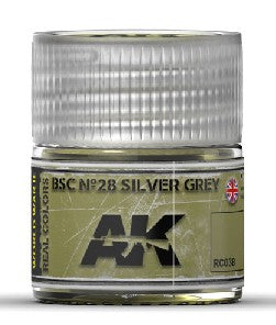 AK Interactive RC38 Real Colors: BSC Nº28 Silver Grey Acrylic Lacquer Paint 10ml Bottle