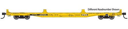 Walthers Mainline 5354 HO Scale 60' Pullman-Standard Flatcar - Ready to Run -- TTX VTTX #92336 (20' and 40' container loading, yellow, black, white)