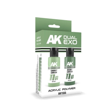 AK Interactive 1555 Dual Exo: Ghost Green & Rebel Green Acrylic Paint Set 60ml B