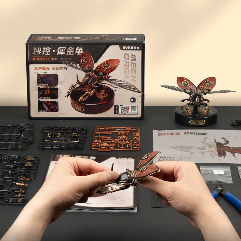 Rokr Metal 3D Puzzle – Rhinoceros Beetle Mechanical Model DIY Kit