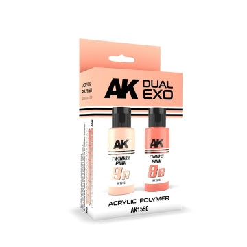 AK Interactive 1550 Dual Exo: Twinkle Pink & Char's Pink Acrylic Paint Set 60ml