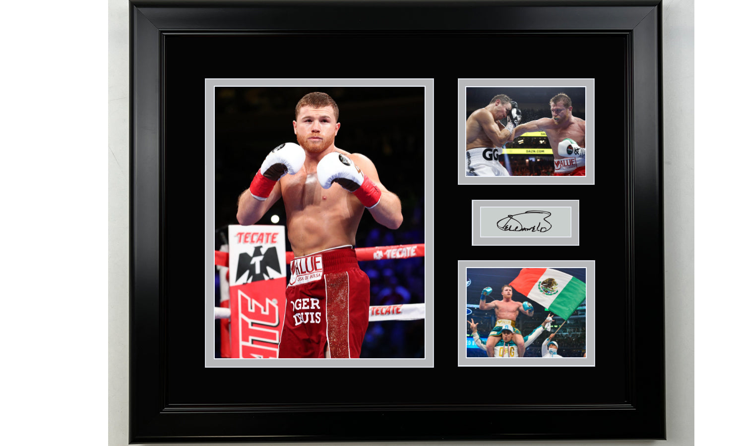 Framed Canelo Alvarez Boxing Facsimile Laser Engraved Signature 14x11 3 Photo Collage