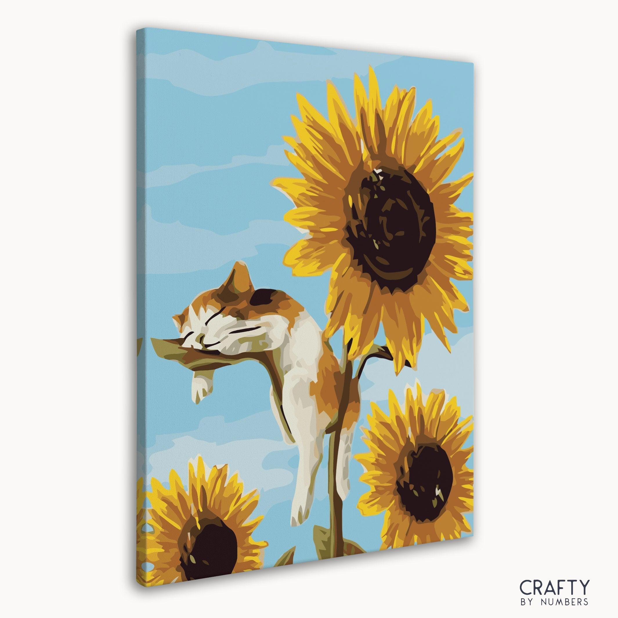 Cat Sleeping on Sunflower