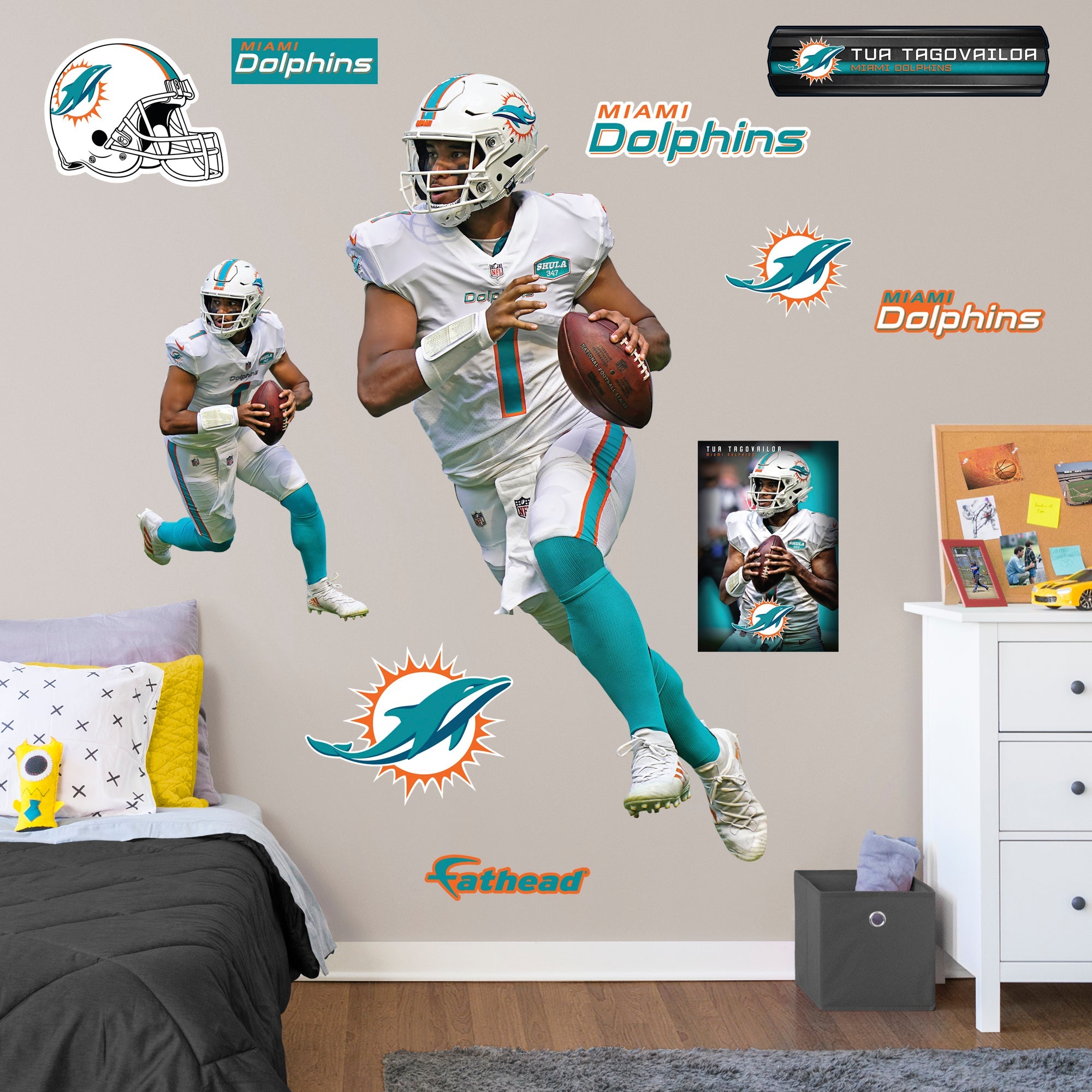 Tua Tagovailoa - RealBig Collection - Official NFL - Miami Dolphins - Reusable Vinyl Wall Decals #1