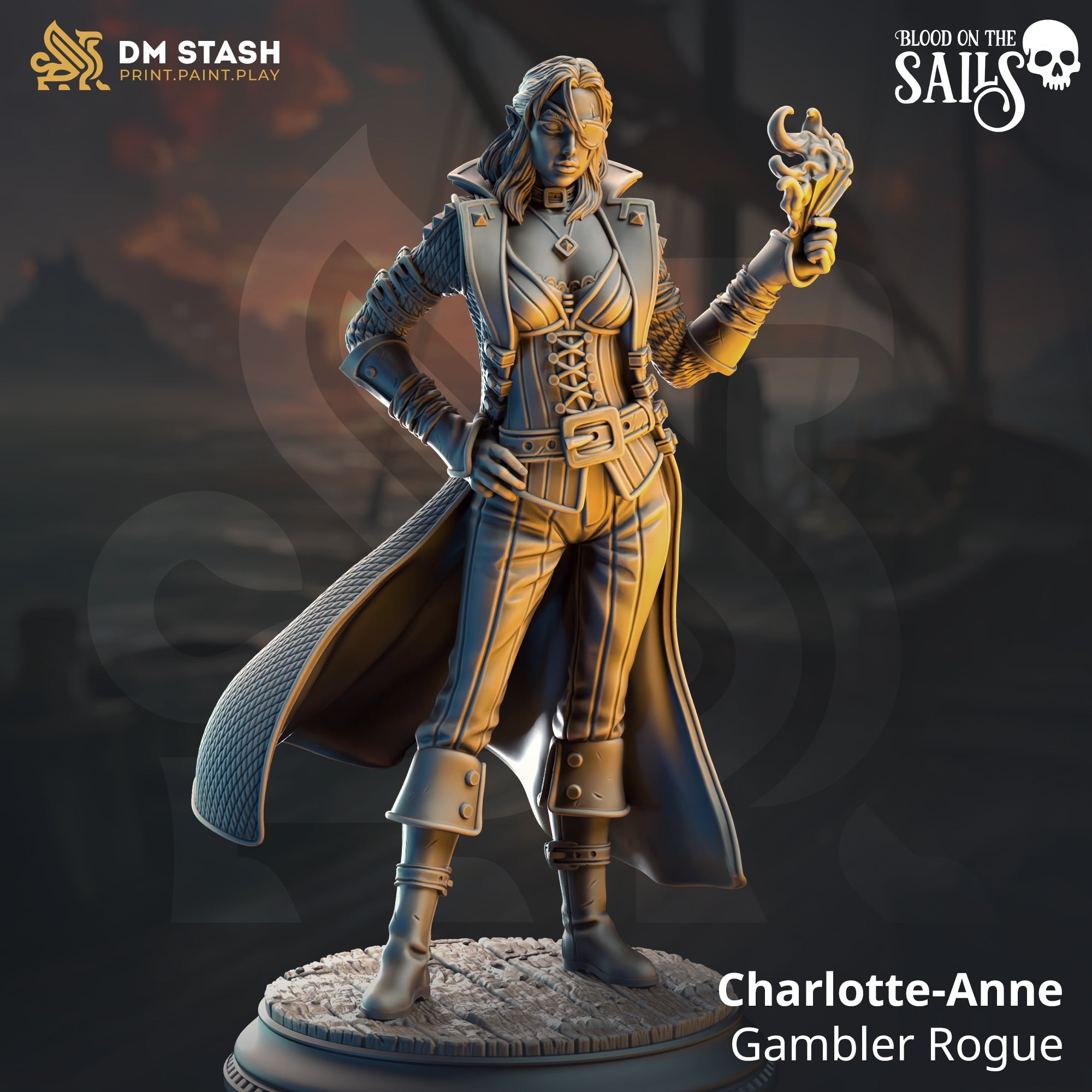 Charlotte-Anne, Gambler Rogue (Female Half-Elf Pirate Rogue)