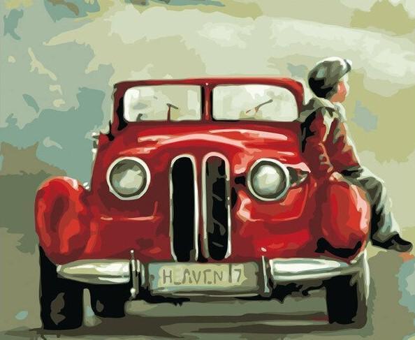 Child Waiting On Antique Car