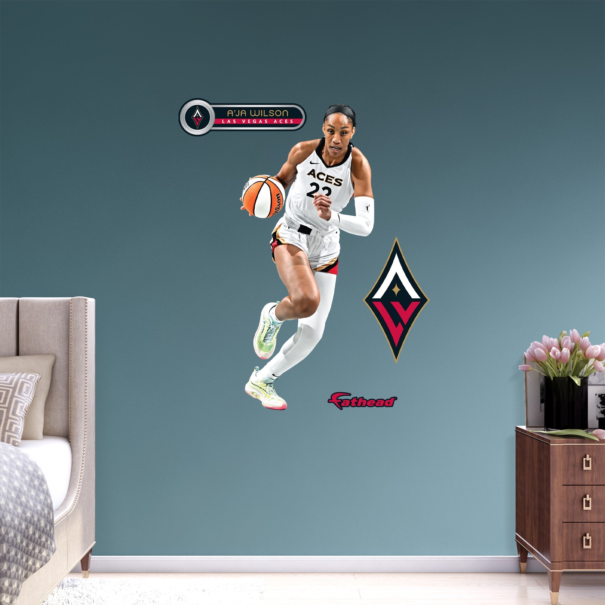 A'ja Wilson - RealBig Collection - Official WNBA - Las Vegas Aces - Reusable Vinyl Wall Decals