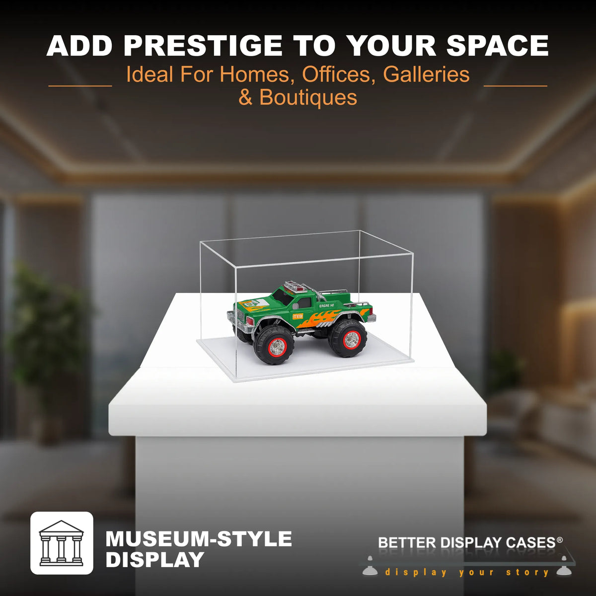 Versatile Acrylic Display Cases with Double Sheet Base with Clear Case