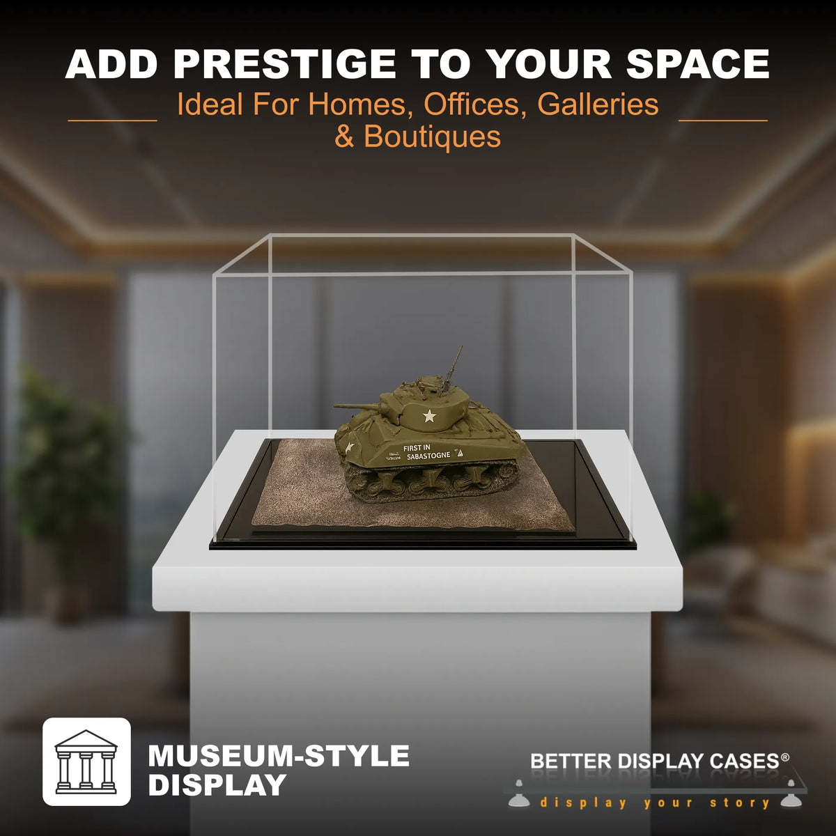 Versatile Acrylic Display Cases with Double Sheet Base with Clear Case