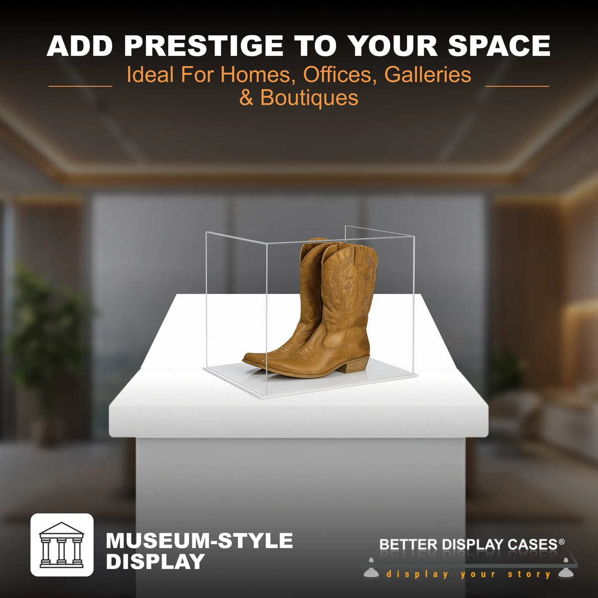 Versatile Acrylic Display Cases with Double Sheet Base with Clear Case