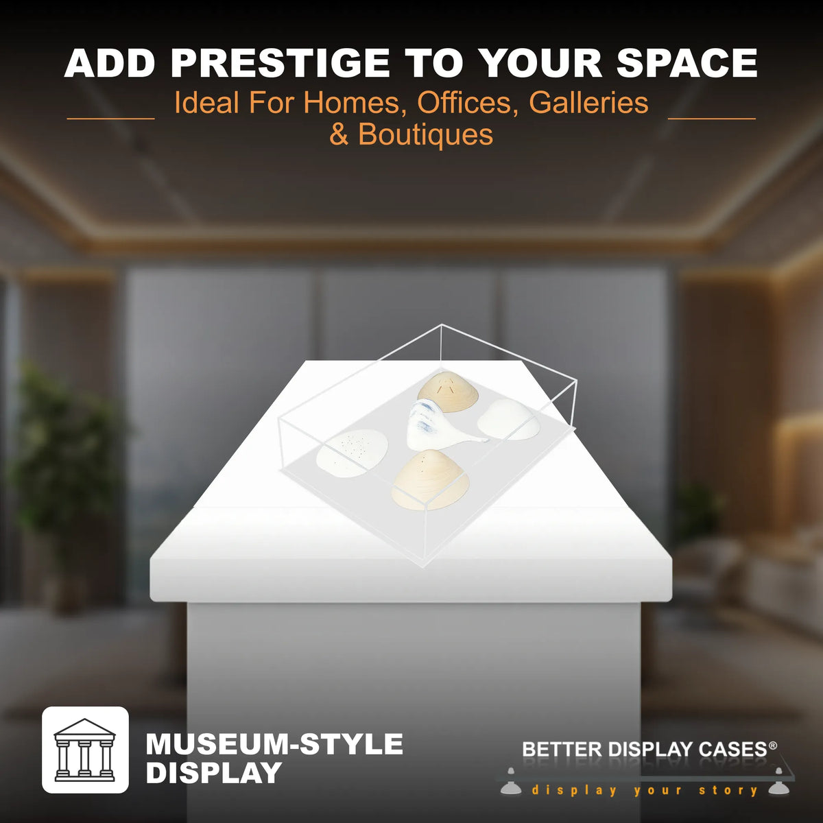 Versatile Acrylic Display Cases with Double Sheet Base with Clear Case