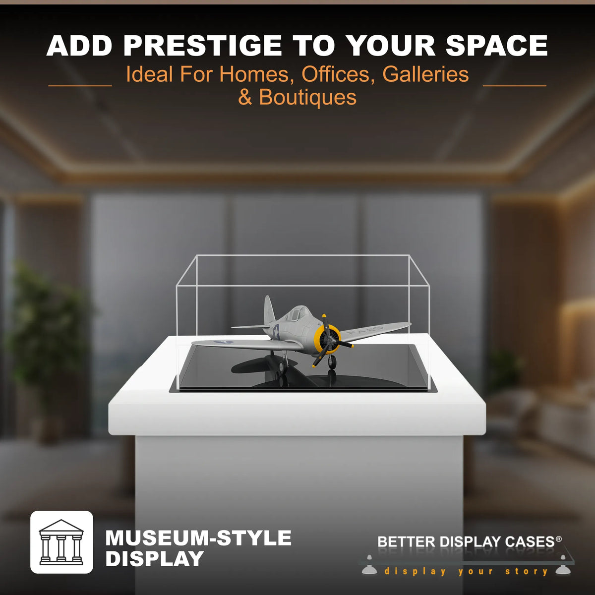 Versatile Acrylic Display Cases with Double Sheet Base with Clear Case