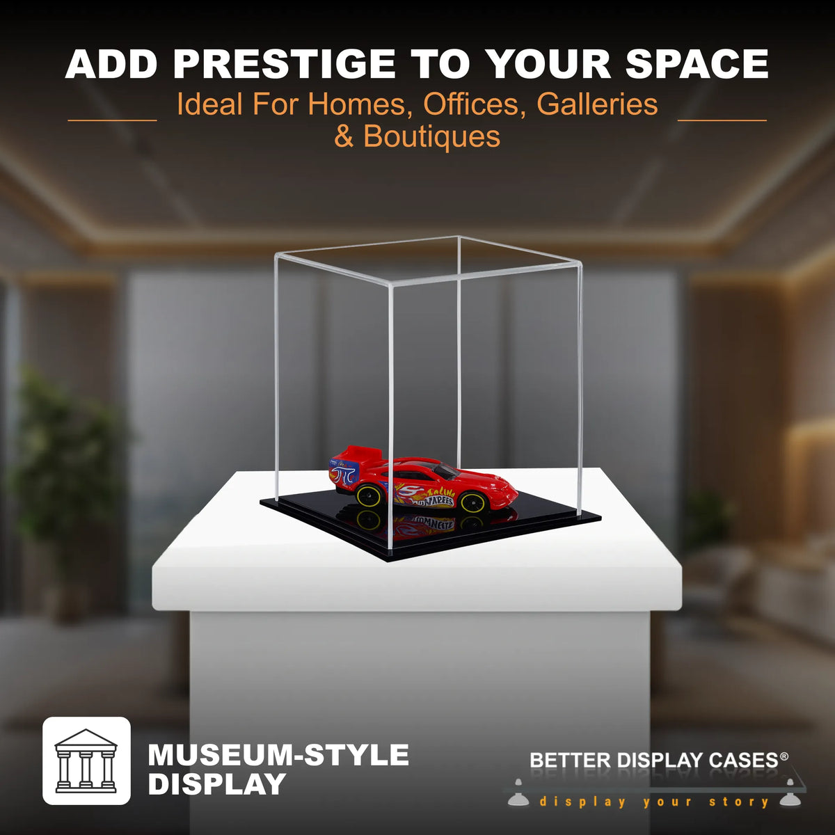 Versatile Acrylic Display Cases with Double Sheet Base with Clear Case