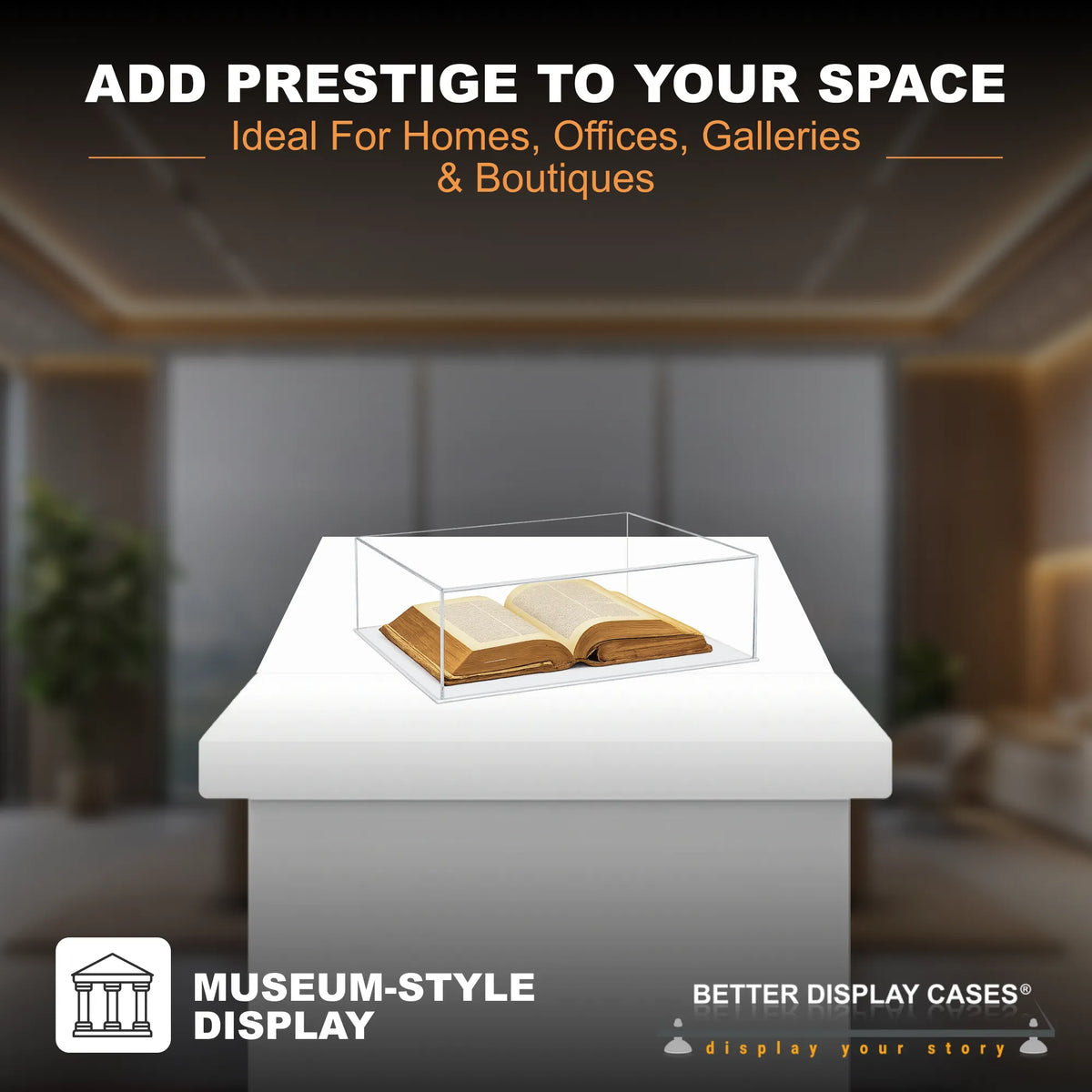 Versatile Acrylic Display Cases with Double Sheet Base with Clear Case