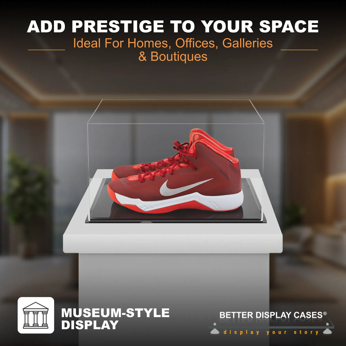 Versatile Acrylic Display Cases with Double Sheet Base with Clear Case