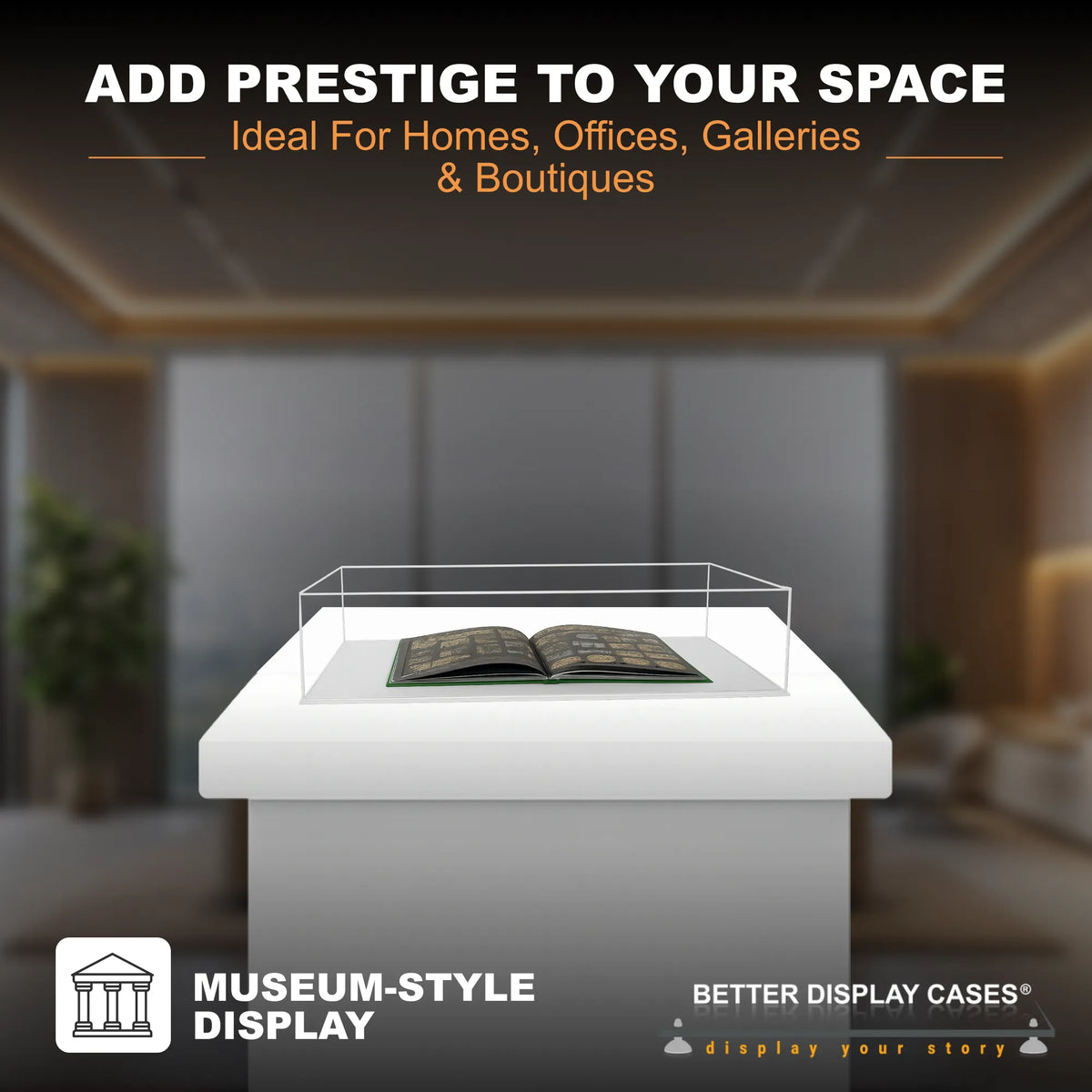 Versatile Acrylic Display Cases with Double Sheet Base with Clear Case