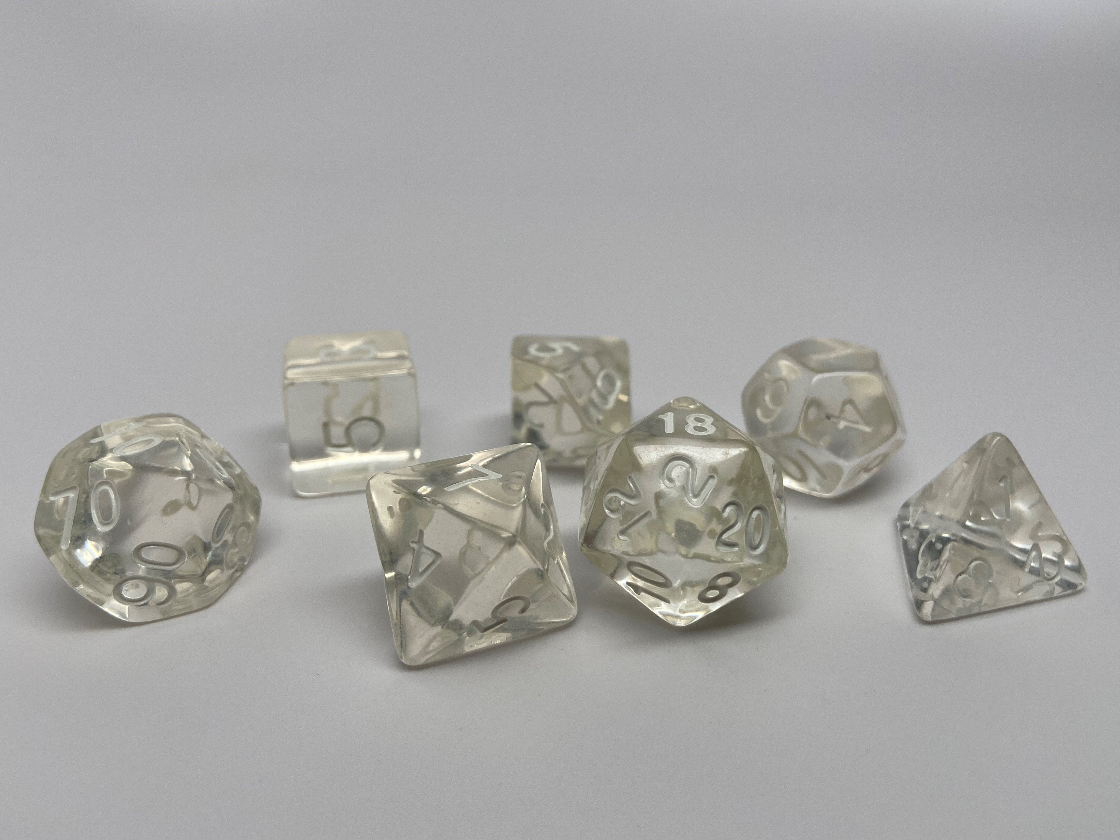 Clear Translucent Dice - 7 Piece Set