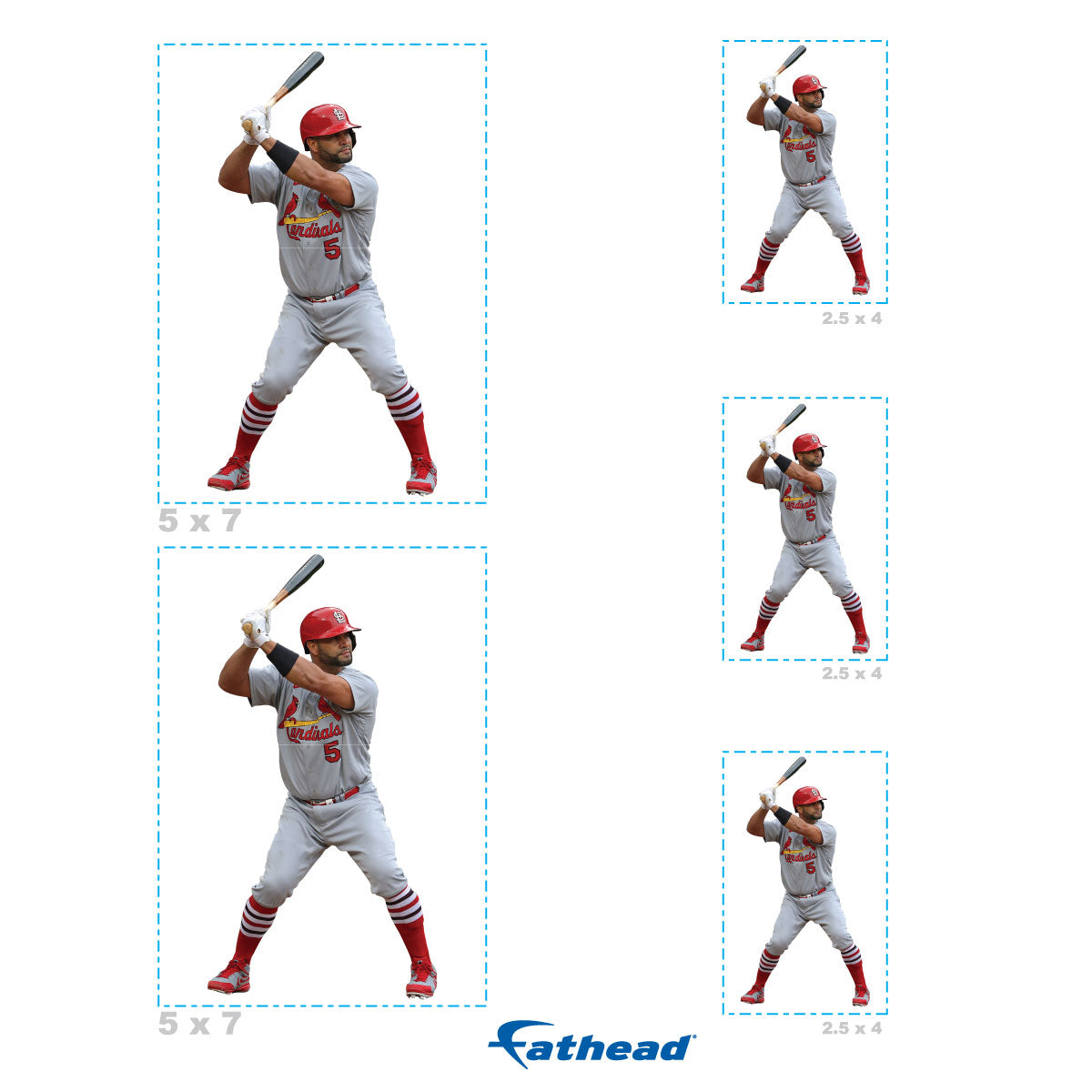 Albert Pujols - 5 Player Minis (Mixed Sizes) - Official MLB - St. Louis Cardinals - Reusable Vinyl Decals