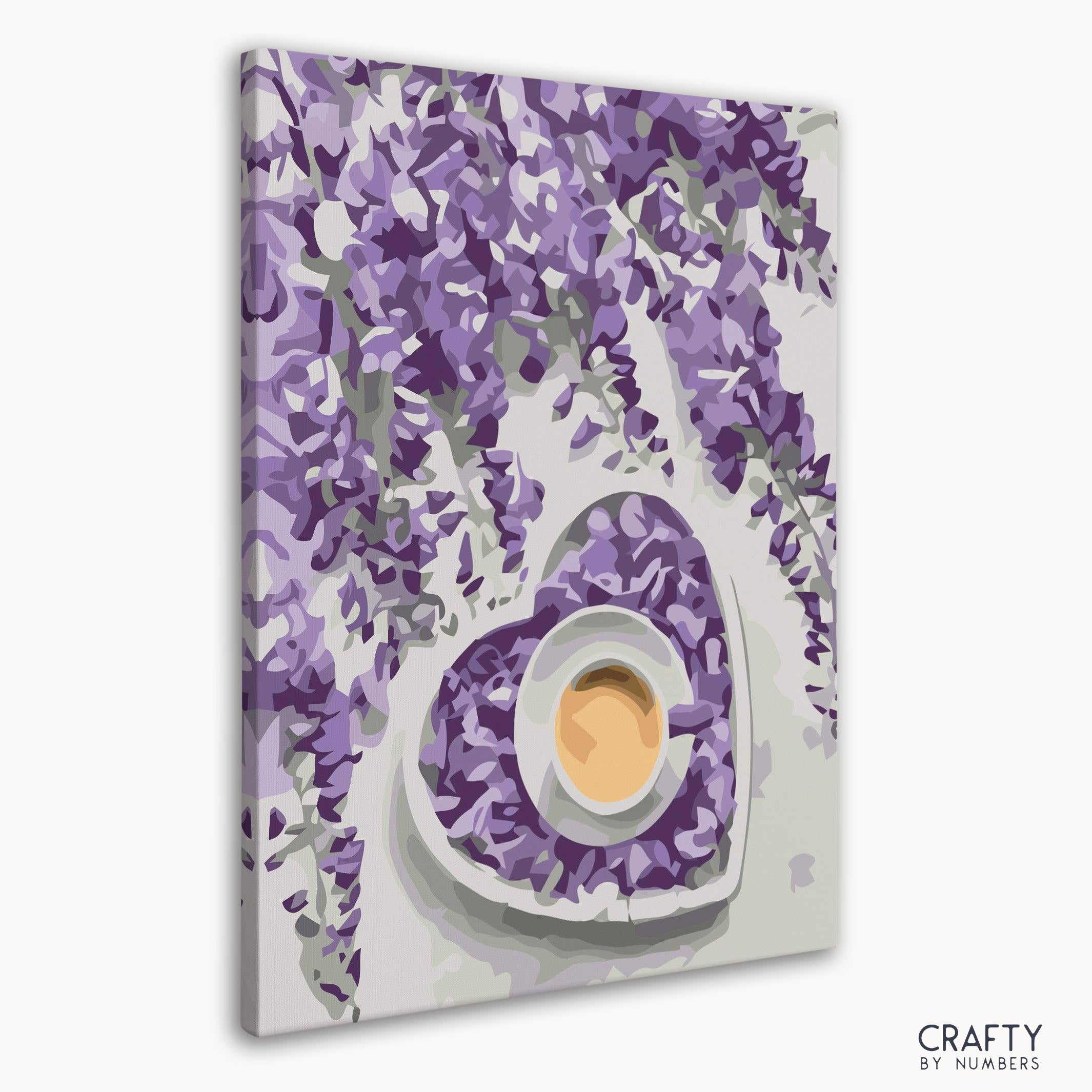 Coffee And Purple Flowers Art