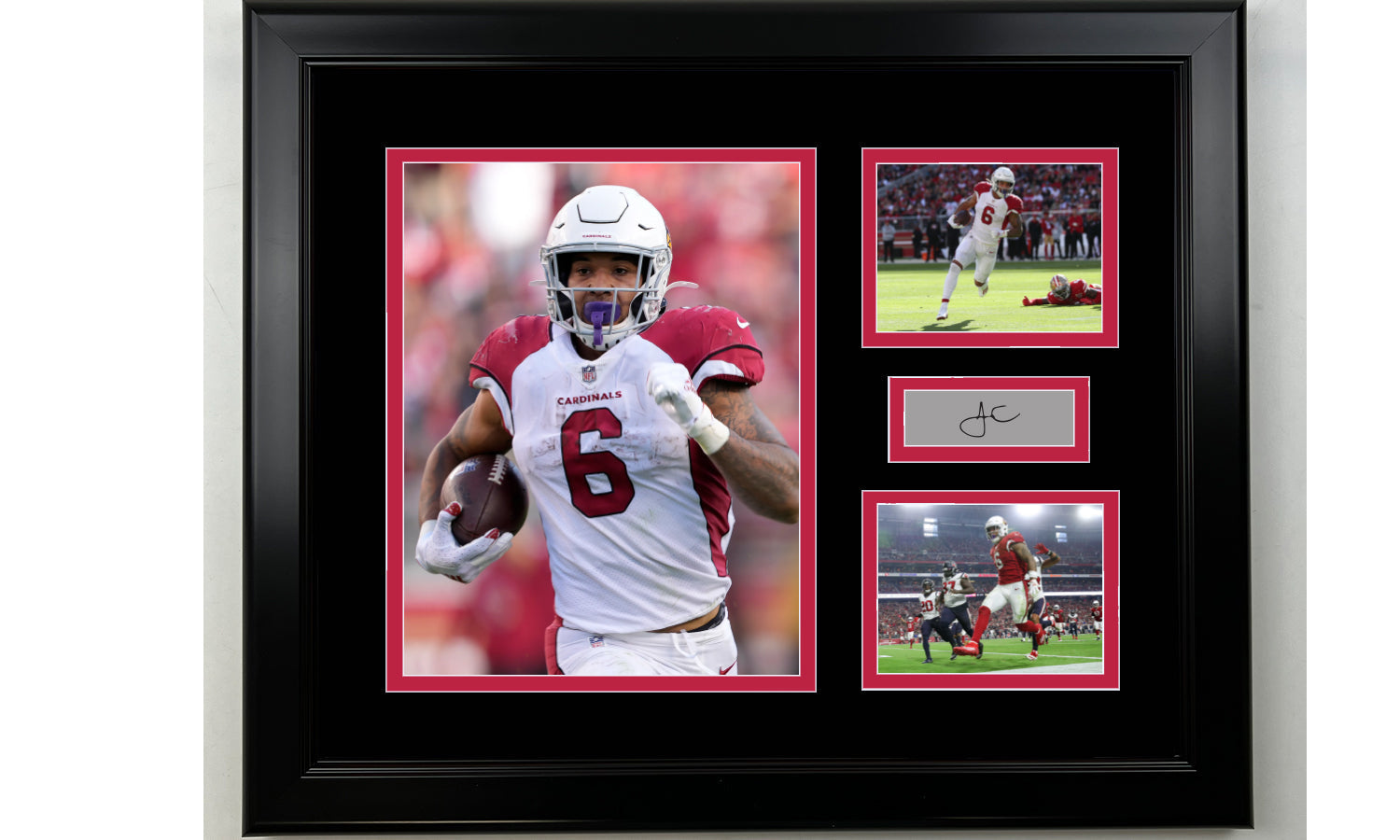 Framed James Conner Arizona Cardinals Facsimile Laser Engraved Signature Football 14x11 3 Photo Collage