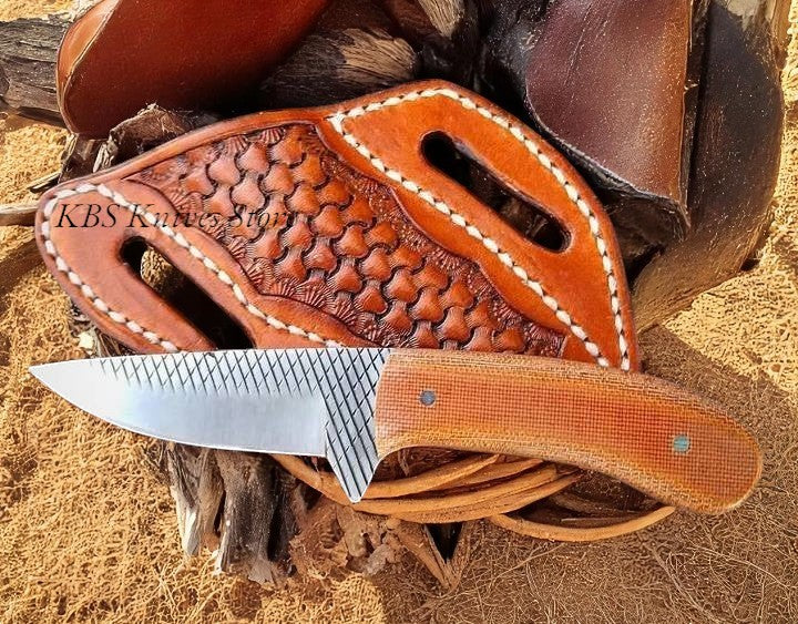 Handmade Cowboy Knife for Ranchers – Full Tang Rasp Steel with Micarta Handle & Western Sheath