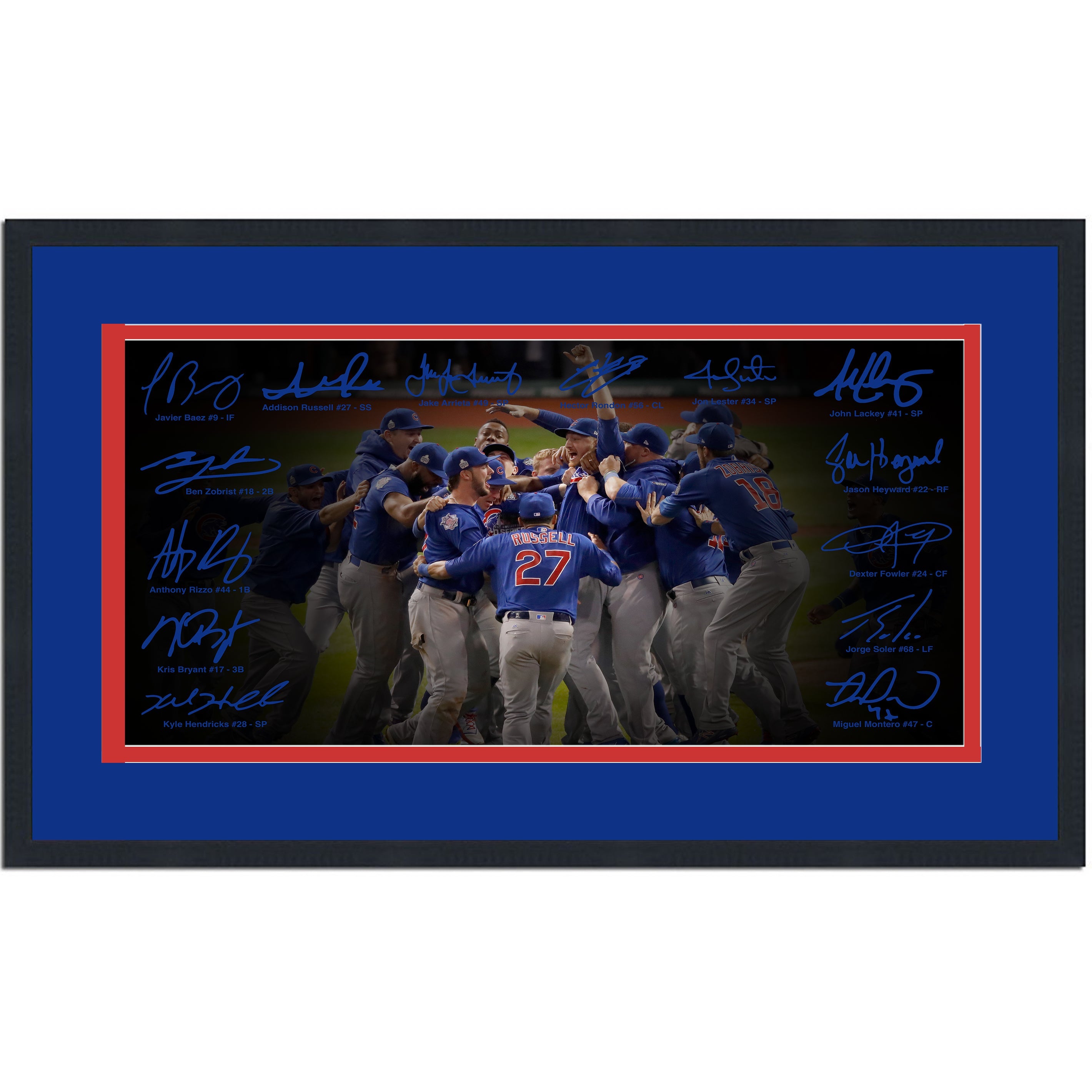 Framed Chicago Cubs 2016 World Series Champions Facsimile Signature Team Auto 16x24 Baseball Photo
