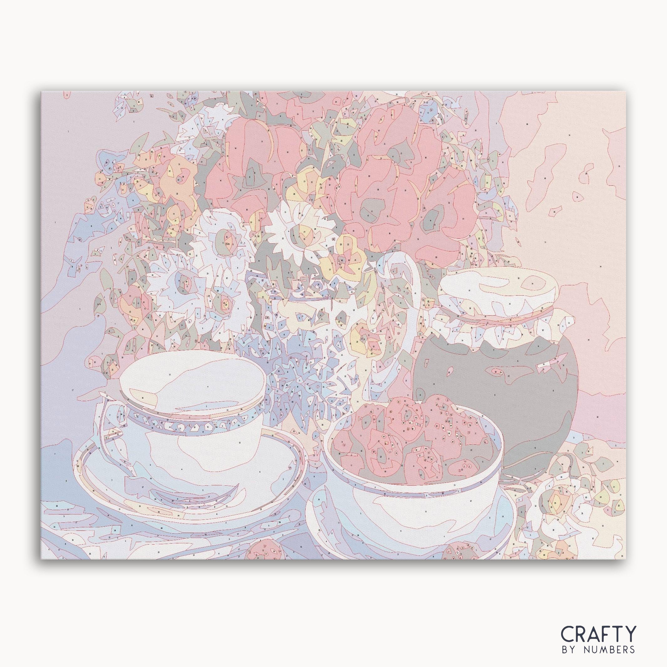 Cup Set With Decorative Flowers