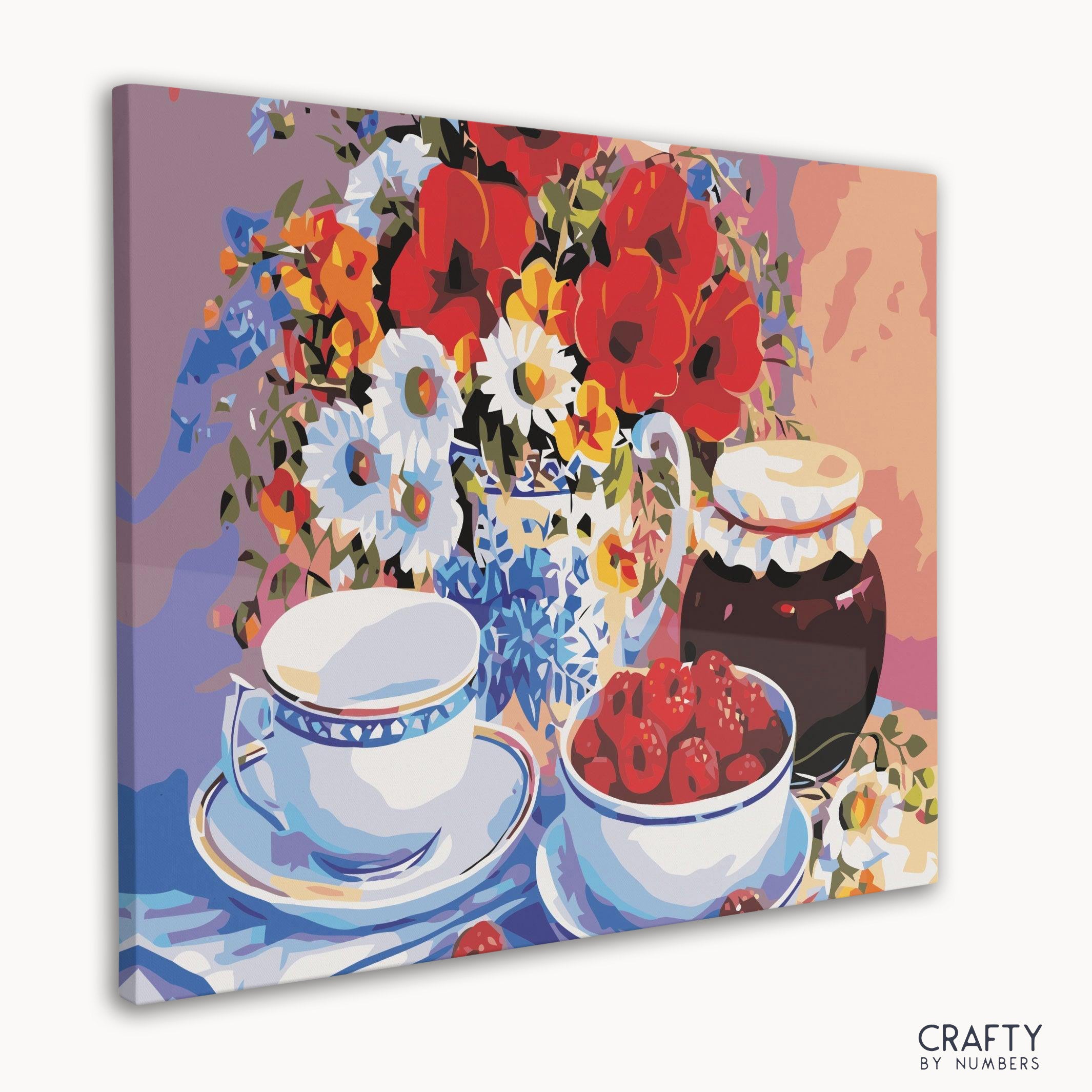 Cup Set With Decorative Flowers