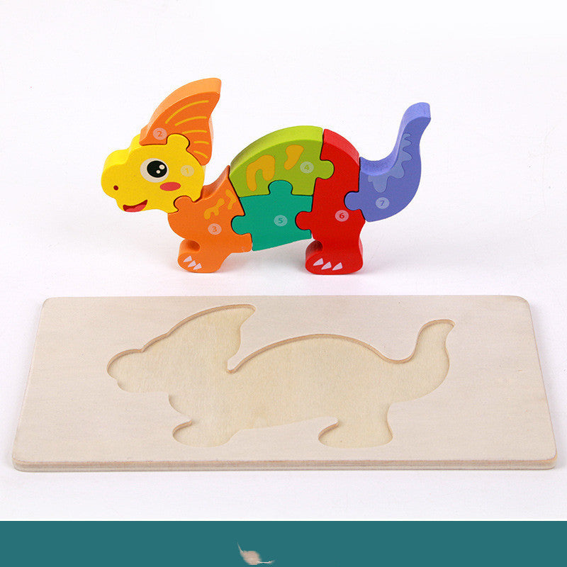 Wooden 3D Dinosaur Puzzle – Montessori Educational Toy for Kids