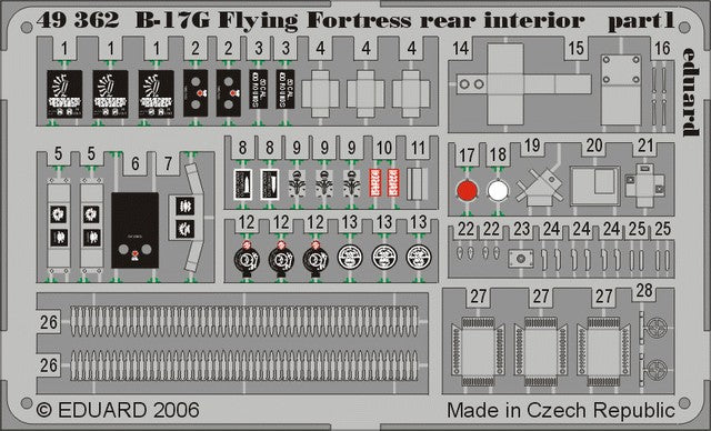 Eduard 49362 1/48 Aircraft- B17G Rear Interior for RMX (Painted)