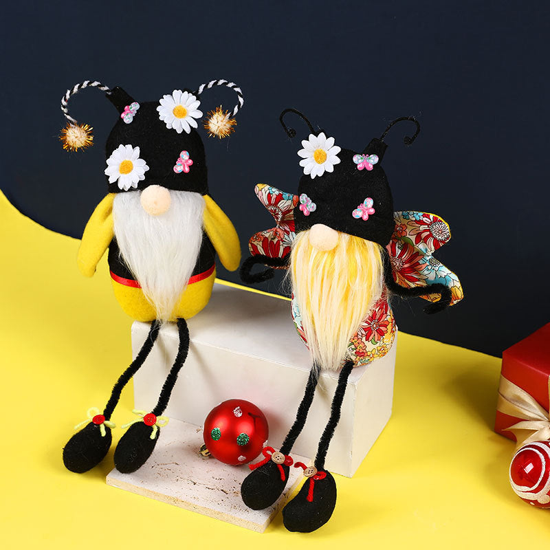 Bee-Themed Faceless Doll – Decorative Plush Toy with Long Legs
