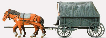 Preiser 16588 HO Scale Former German Army WWII Horse-Drawn Transport (Kit)