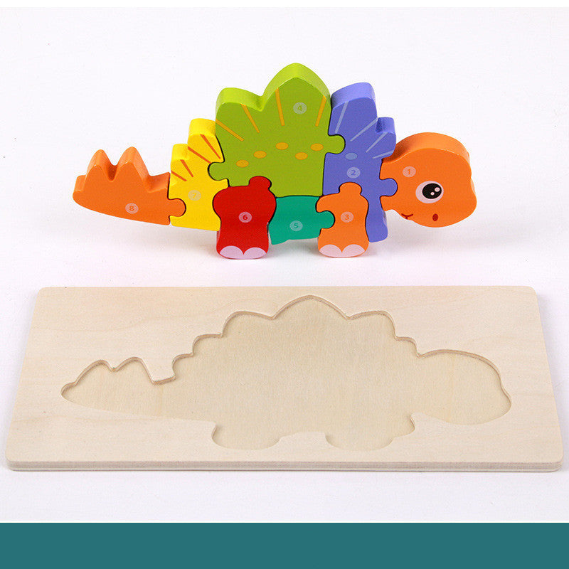 Wooden 3D Dinosaur Puzzle – Montessori Educational Toy for Kids