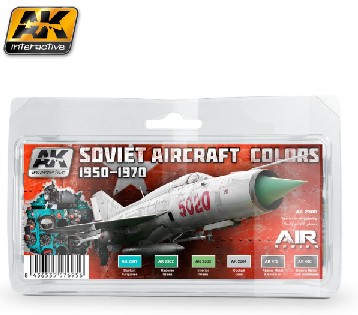AK Interactive 2300 Air Series: Soviet Aircraft 1950-1970 Acrylic/Enamel Paint Set (6 Colors) 17ml & 30ml Bottles