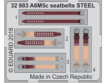 Eduard 32883 1/32 Aircraft- A6M5c Seatbelts Steel for HSG (Painted)