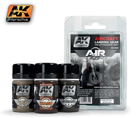 AK Interactive 2030 Air Series: Aircraft Landing Gear Weathering Enamel Set (3 C
