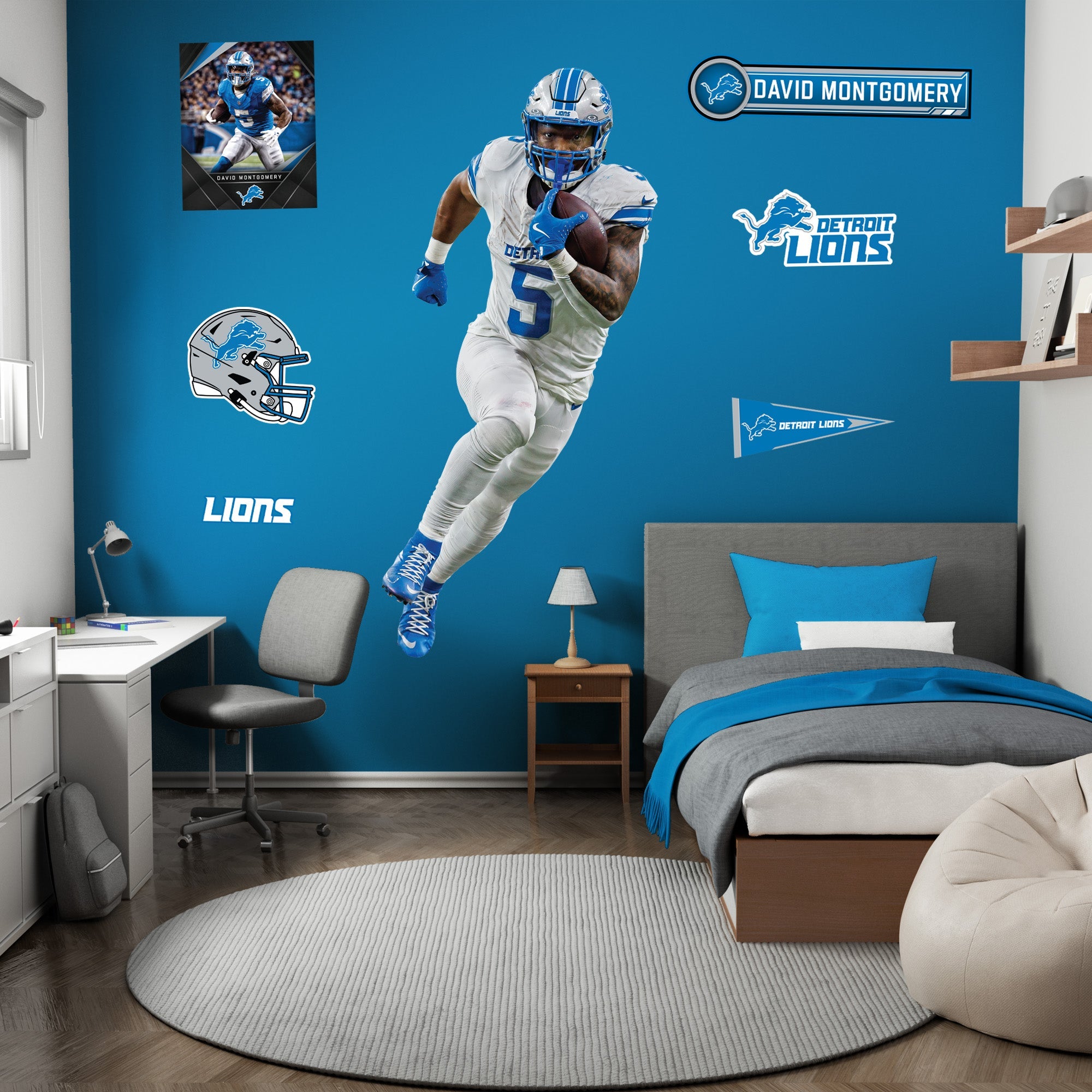 David Montgomery - Realbig Collection - Official NFL - Detroit Lions - Reusable Vinyl Wall Decals