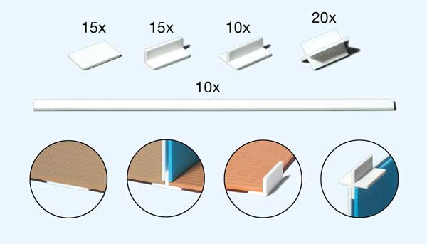 Preiser 19540 HO Scale Mounting Angles and Spacers for Flooring and Wall Sheets