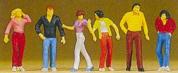Preiser 10118 HO Scale Pedestrians -- Walking pkg(6)