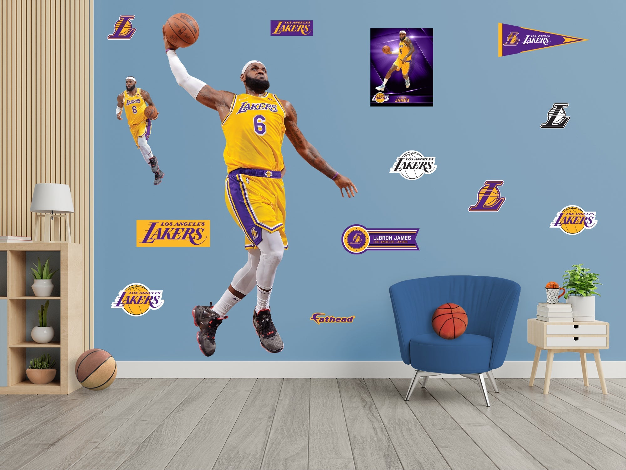 LeBron James - RealBig Dunk Collection - Official NBA - Los Angeles Lakers - Reusable Vinyl Wall Decals #1