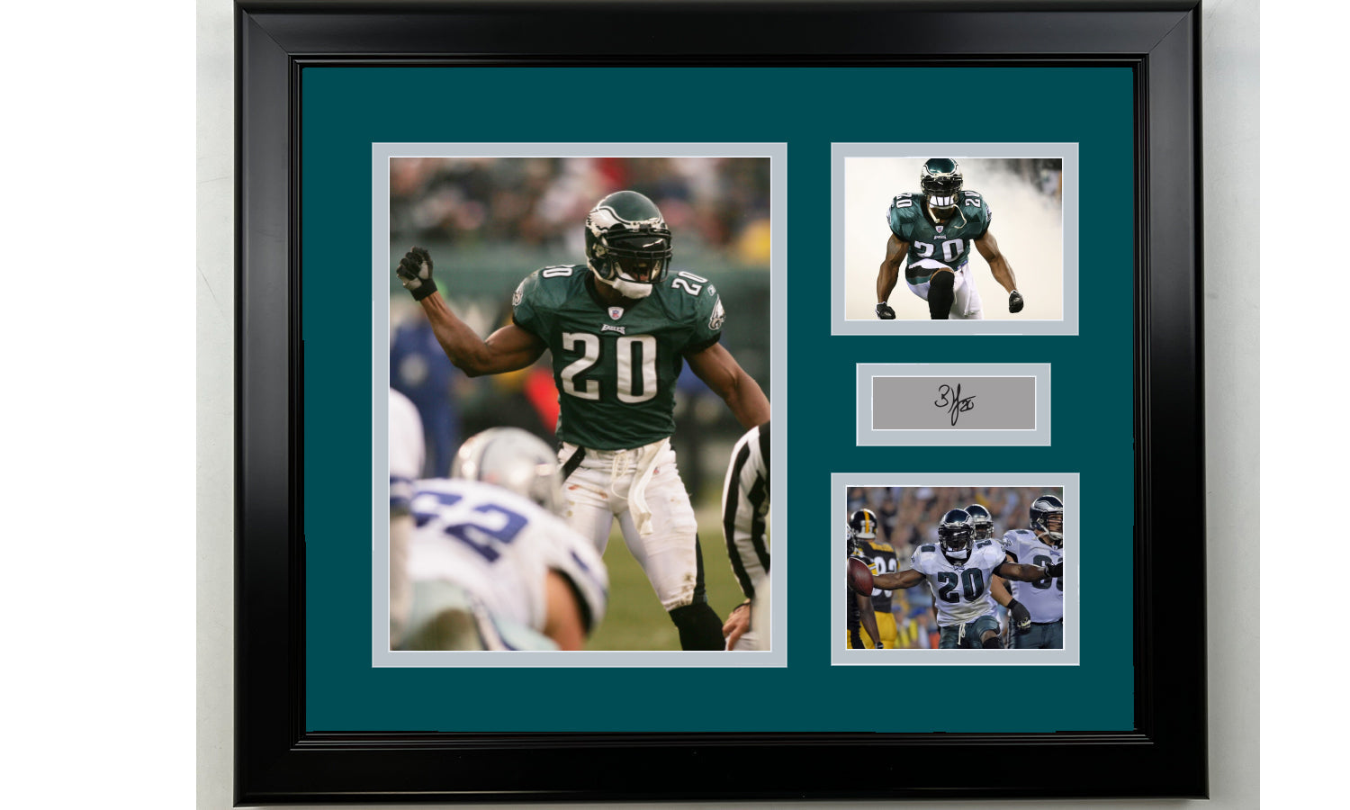 Framed Brian Dawkins Philadelphia Eagles Facsimile Laser Engraved Signature Football 14x11 3 Photo Collage