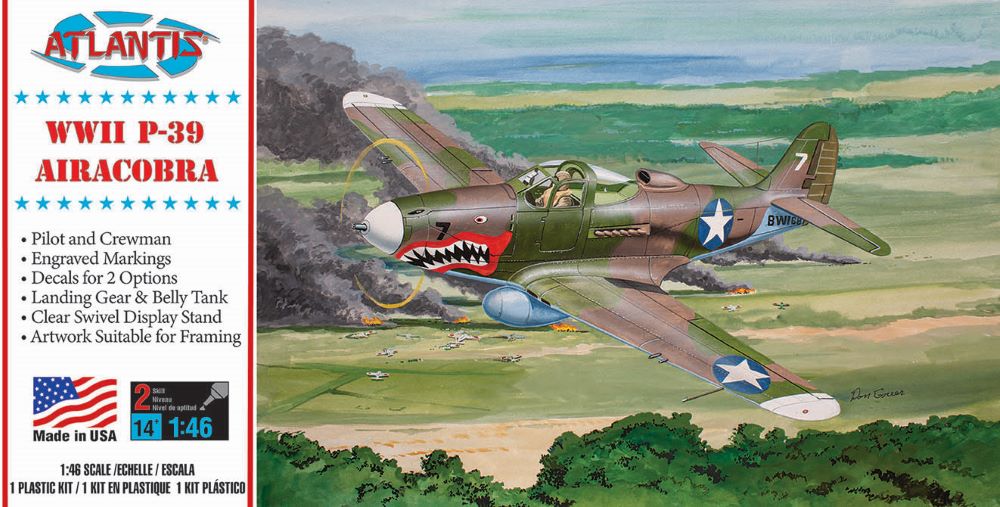 Atlantis Models 222 1/46 WWII P39 Airacobra Shark Mouth Fighter (formerly Revell)