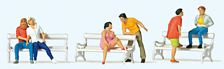 Preiser 10739 HO Scale On the Park Bench -- pkg(6)
