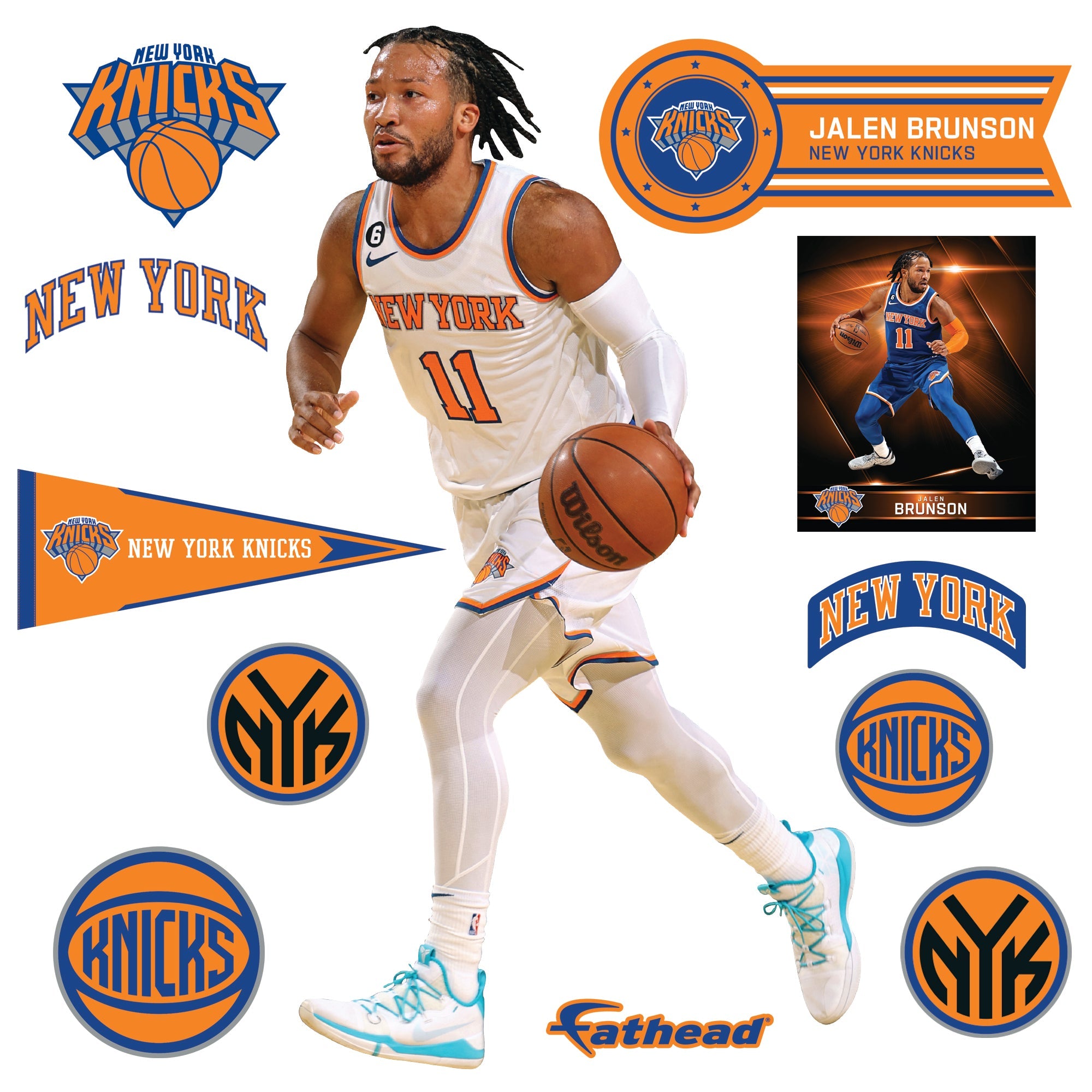 Jalen Brunson - RealBig Collection - Official NBA - New York Knicks - Reusable Vinyl Wall Decals #1