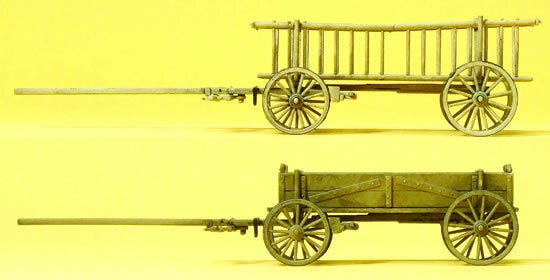 Preiser 30413 HO Scale Rack Wagon & Box Wagon