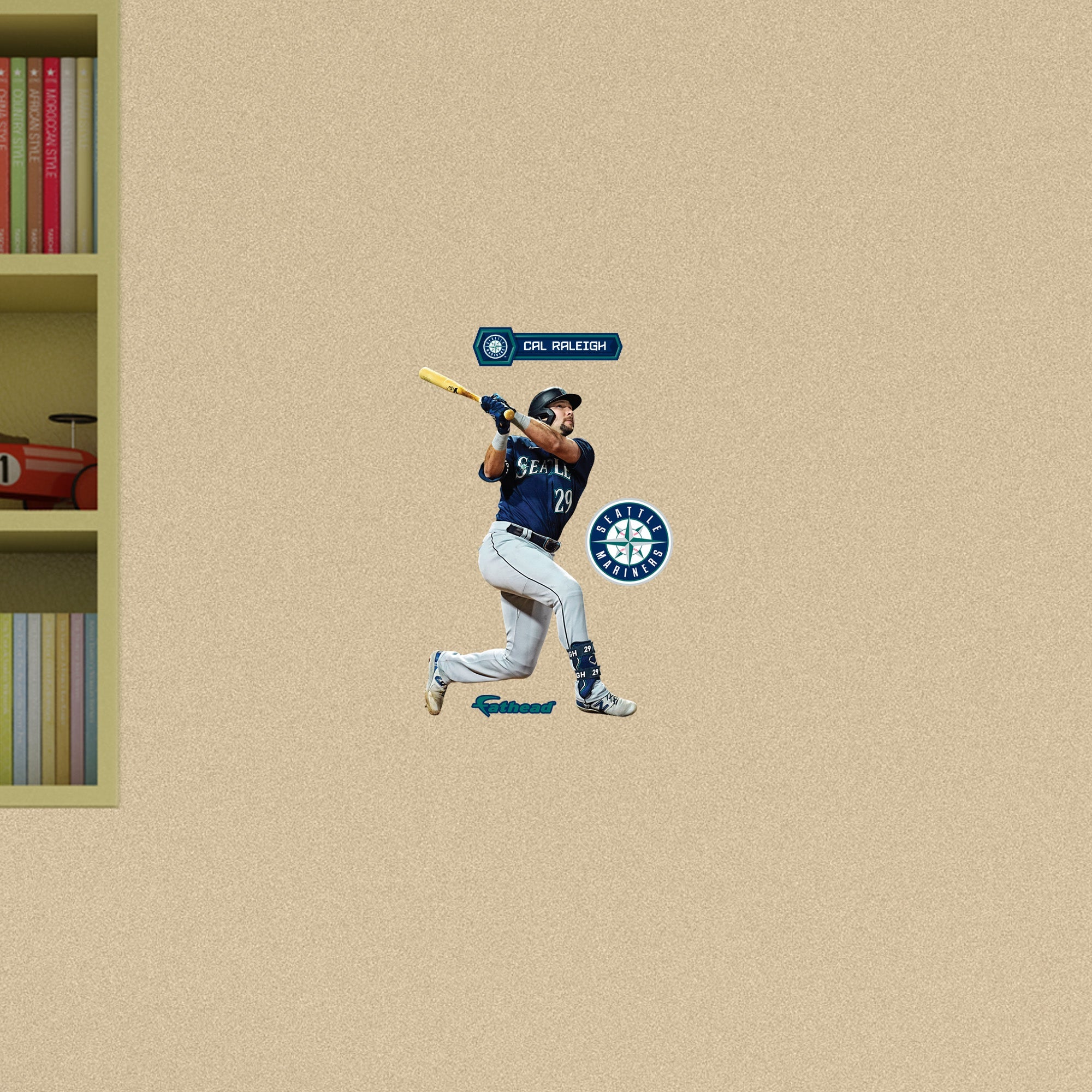 Cal Raleigh - RealBig Collection - Official MLB - Seattle Mariners - Reusable Vinyl Wall Decals