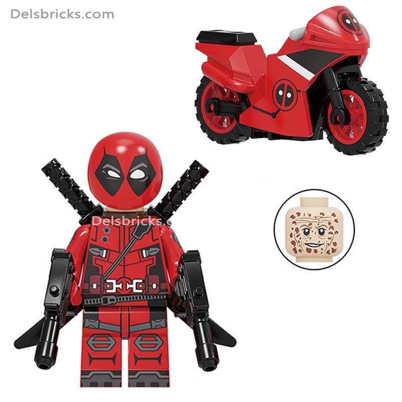 Deadpool with Motorcycle Lego Minifigures Custom Toys
