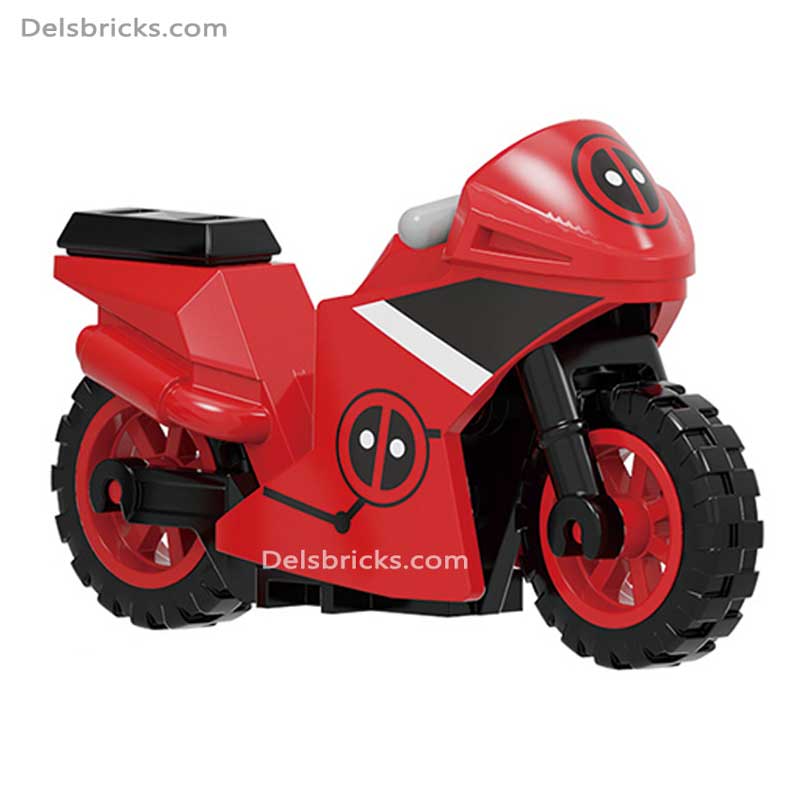 Deadpool with Motorcycle Lego Minifigures Custom Toys