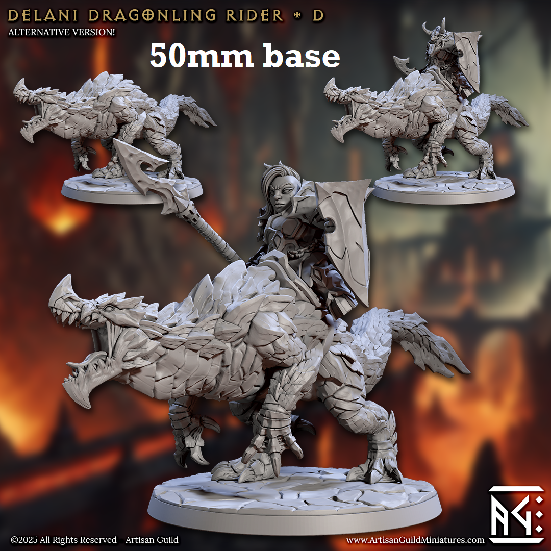 Delani Dragonling Rider: Sculpt D (Dwarven Dragonrider Cavalry Unit)